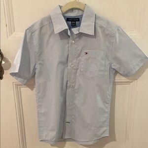 Tommy Hilfiger Boy’s Sky Blue Button Down Short-Sleeve Shirt